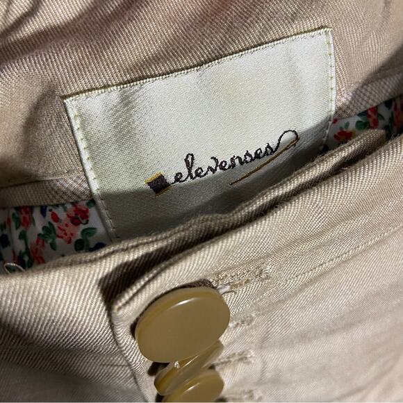 Elevenses Tan High Waist Wide Leg Pants Button Front Tie Details - Picture 8 of 9